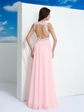 A-Line/Princess Straps Beading Sleeveless Long Chiffon Dresses TPP0002549