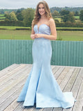 Trumpet/Mermaid Satin Beading Sweetheart Sleeveless Sweep/Brush Train Dresses TPP0004797