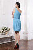 Sheath/Column One-Shoulder Sleeveless Pleats Short Chiffon Cocktail Dresses TPP0009054