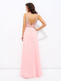 A-line/Princess Jewel Beading Sleeveless Long Chiffon Dresses TPP0002213