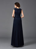 A-Line/Princess Straps Lace Sleeveless Long Chiffon Mother of the Bride Dresses TPP0007321