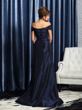 Trumpet/Mermaid Off-the-Shoulder Short Sleeves Long Taffeta Mother of the Bride Dresses TPP0007043