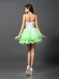 A-Line/Princess Strapless Ruffles Sleeveless Short Organza Cocktail Dresses TPP0008936