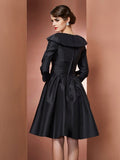 A-Line/Princess V-neck 3/4 Sleeves Short Taffeta Mother of the Bride Dresses TPP0007247