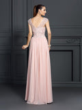 A-Line/Princess Straps Applique Sleeveless Long Chiffon Dresses TPP0003278