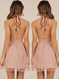 A-Line/Princess Sleeveless Halter Tulle Ruffles Short/Mini Dresses TPP0008224