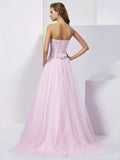 Ball Gown Sweetheart Sleeveless Beading Long Satin Quinceanera Dresses TPP0009126