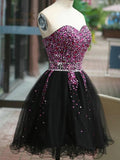 A-Line/Princess Sleeveless Sweetheart Tulle Beading Short/Mini Dresses TPP0008495