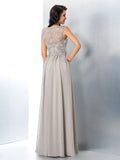 A-Line/Princess Sheer Neck Beading Sleeveless Long Chiffon Dresses TPP0002696