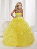 Ball Gown One-shoulder Sleeveless Beading Long Organza Flower Girl Dresses TPP0007598