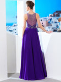 A-Line/Princess Sleeveless Chiffon Scoop Crystal Floor-Length Dresses TPP0002539