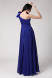 A-Line/Princess One-Shoulder Sleeveless Long Pleats Elastic Woven Satin Chiffon Dresses TPP0004760