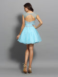 A-Line/Princess Scoop Beading Sleeveless Short Organza Cocktail Dresses TPP0008471