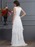 Sheath/Column Bateau Sleeveless Lace High Low Chiffon Mother of the Bride Dresses TPP0007129