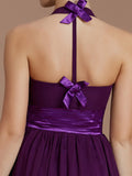 A-Line/Princess Halter Sleeveless Sash/Ribbon/Belt Floor-Length Chiffon Bridesmaid Dresses TPP0005410