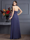 A-Line/Princess Halter Sleeveless Pleats Long Chiffon Dresses TPP0004180