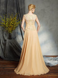 A-Line/Princess Scoop Applique Sleeveless Long Chiffon Mother of the Bride Dresses TPP0007368