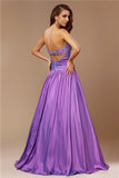 A-Line/Princess Strapless Beading Sleeveless Long Taffeta Dresses TPP0004472