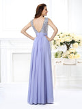 A-Line/Princess Bateau Lace Sleeveless Paillette Long Chiffon Dresses TPP0004101