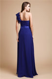 A-Line/Princess One-Shoulder Sleeveless Ruffles Long Chiffon Dresses TPP0004694