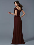 A-Line/Princess Strapless Short Sleeves Long Chiffon Dresses TPP0003684