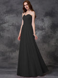 A-line/Princess Sleeveless Sweetheart Ruffles Long Chiffon Bridesmaid Dresses TPP0005741