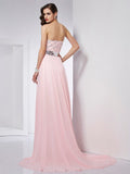 A-Line/Princess Strapless Sleeveless Beading Long Chiffon Dresses TPP0004342