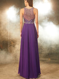 A-Line/Princess Sleeveless Chiffon Scoop Crystal Floor-Length Dresses TPP0003213