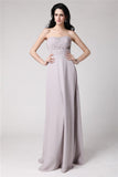 Sheath/Column Strapless Sleeveless Beading Pleats Chiffon Mother of the Bride Dresses TPP0007447