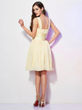 A-Line/Princess Straps Sleeveless Pleats Short Chiffon Bridesmaid Dresses TPP0005104