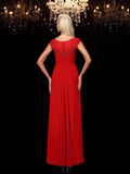 Sheath/Column Bateau Applique Short Sleeves Long Chiffon Mother of the Bride Dresses TPP0007209