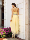 A-Line/Princess Strapless Beading Sleeveless High Low Chiffon Cocktail Dresses TPP0008622