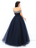 Ball Gown Off-the-Shoulder Beading Sleeveless Long Net Quinceanera Dresses TPP0002141