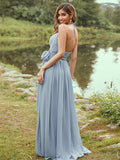 A-Line/Princess Chiffon Ruffles V-neck Sleeveless Sweep/Brush Train Bridesmaid Dresses TPP0004979