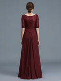 A-Line/Princess V-neck 1/2 Sleeves Ruffles Chiffon Floor-Length Mother of the Bride Dresses TPP0007046