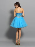 A-Line/Princess Sweetheart Ruffles Sleeveless Short Satin Cocktail Dresses TPP0008319