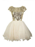 A-Line/Princess Sleeveless Scoop Sequin Tulle Short/Mini Dresses TPP0008184