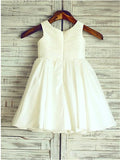 A-line/Princess Scoop Sleeveless Hand-made Flower Tea-Length Chiffon Flower Girl Dresses TPP0007857