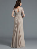 A-Line/Princess 1/2 Sleeves Scoop Applique Chiffon Floor-Length Mother of the Bride Dresses TPP0007072