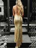 Trumpet/Mermaid V-neck Sleeveless Floor-Length Ruffles Sequins Dresses TPP0002581