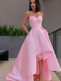 A-Line/Princess Satin Sweetheart Ruffles Sleeveless Asymmetrical Dresses TPP0009068