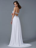 A-Line/Princess Strapless Sleeveless Beading Long Chiffon Dresses TPP0003197