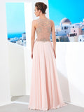 A-Line/Princess Scoop Sleeveless Chiffon Crystal Floor-length Dresses TPP0002536