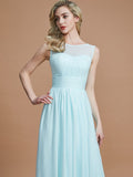 A-Line/Princess Scoop Sleeveless Floor-Length Chiffon Bridesmaid Dresses TPP0005421