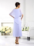 Sheath/Column Bateau 1/2 Sleeves Long Chiffon Mother of the Bride Dresses TPP0007237