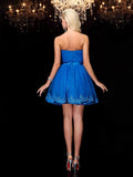 A-Line/Princess Strapless Beading Sleeveless Short Net Dresses TPP0008661