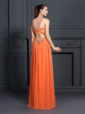 A-Line/Princess Halter Beading Sleeveless Long Chiffon Dresses TPP0004399