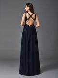 A-Line/Princess Straps Sleeveless Long Chiffon Dresses TPP0002971