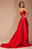 A-Line/Princess Strapless High Low Beading Sleeveless Taffeta Dresses TPP0004051