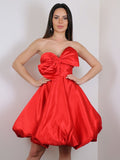 A-Line/Princess Satin Bowknot Sweetheart Sleeveless Short/Mini Dresses TPP0004842